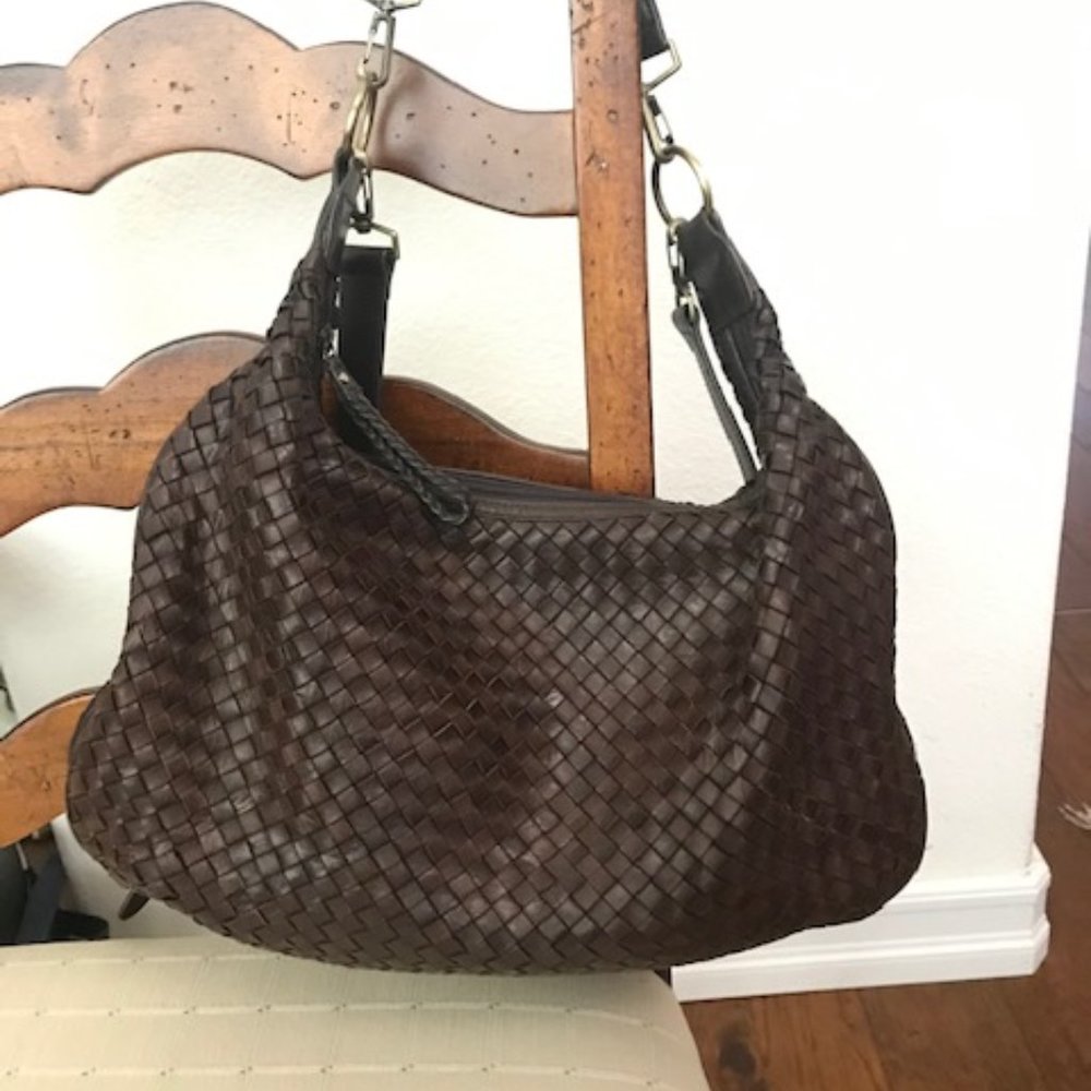 Estine Brown Woven Soft Leather Bag